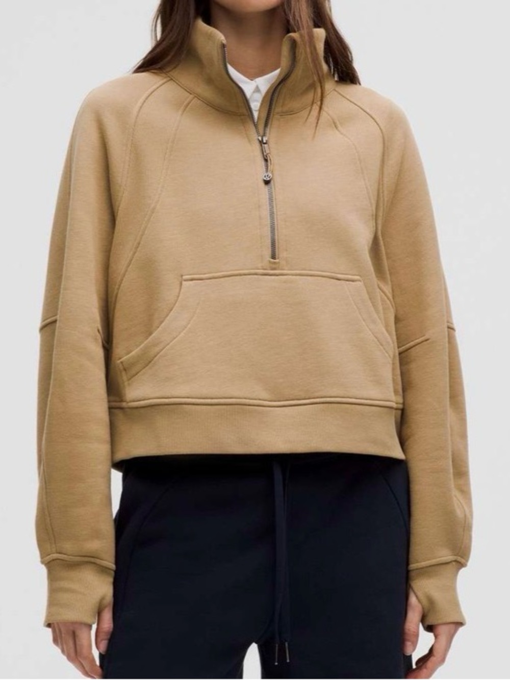 Lululemon Scuba Oversized Funnel Neck Half Zip ~ XS/S ~ Filbert Tan